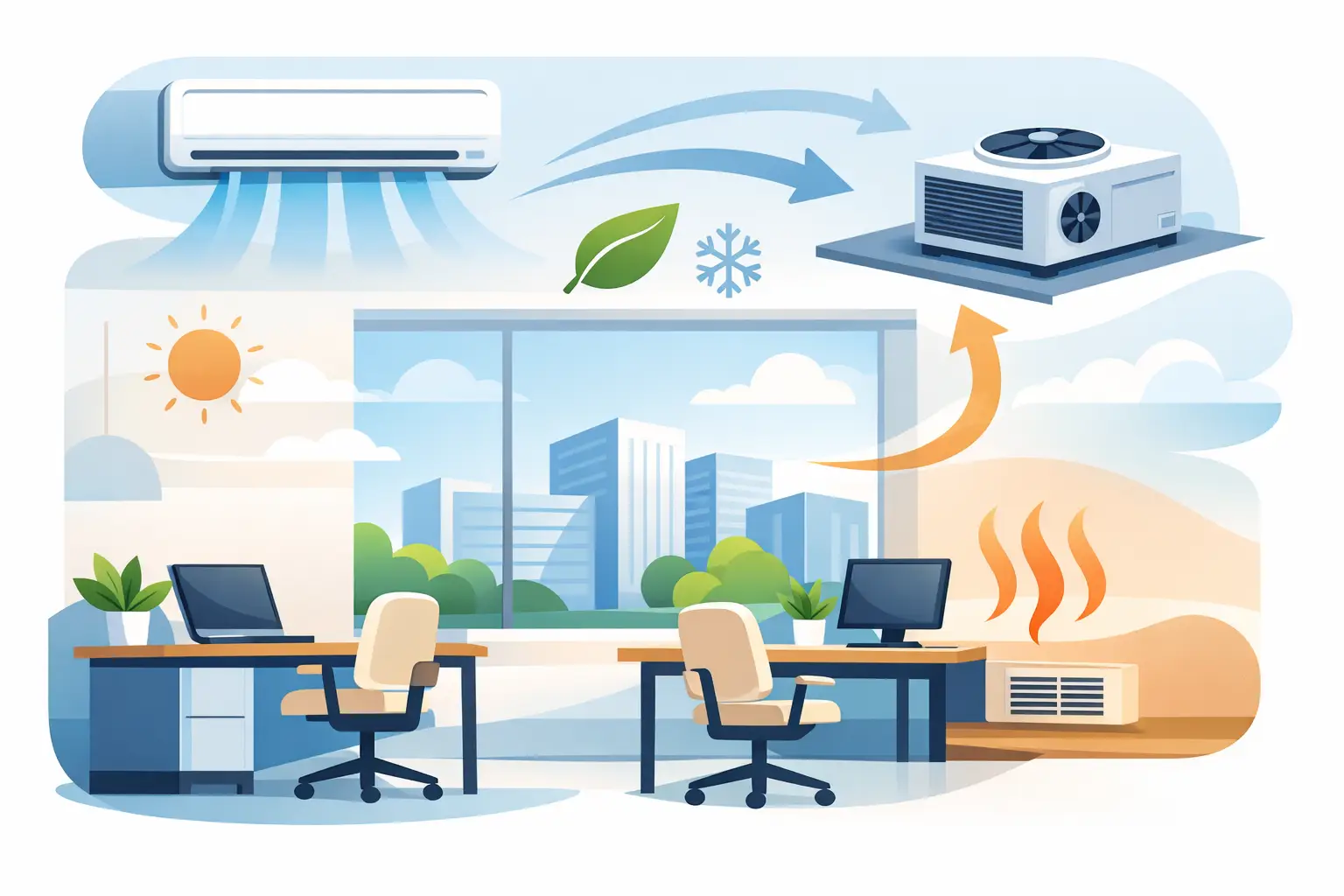Climatização eficiente para escritórios